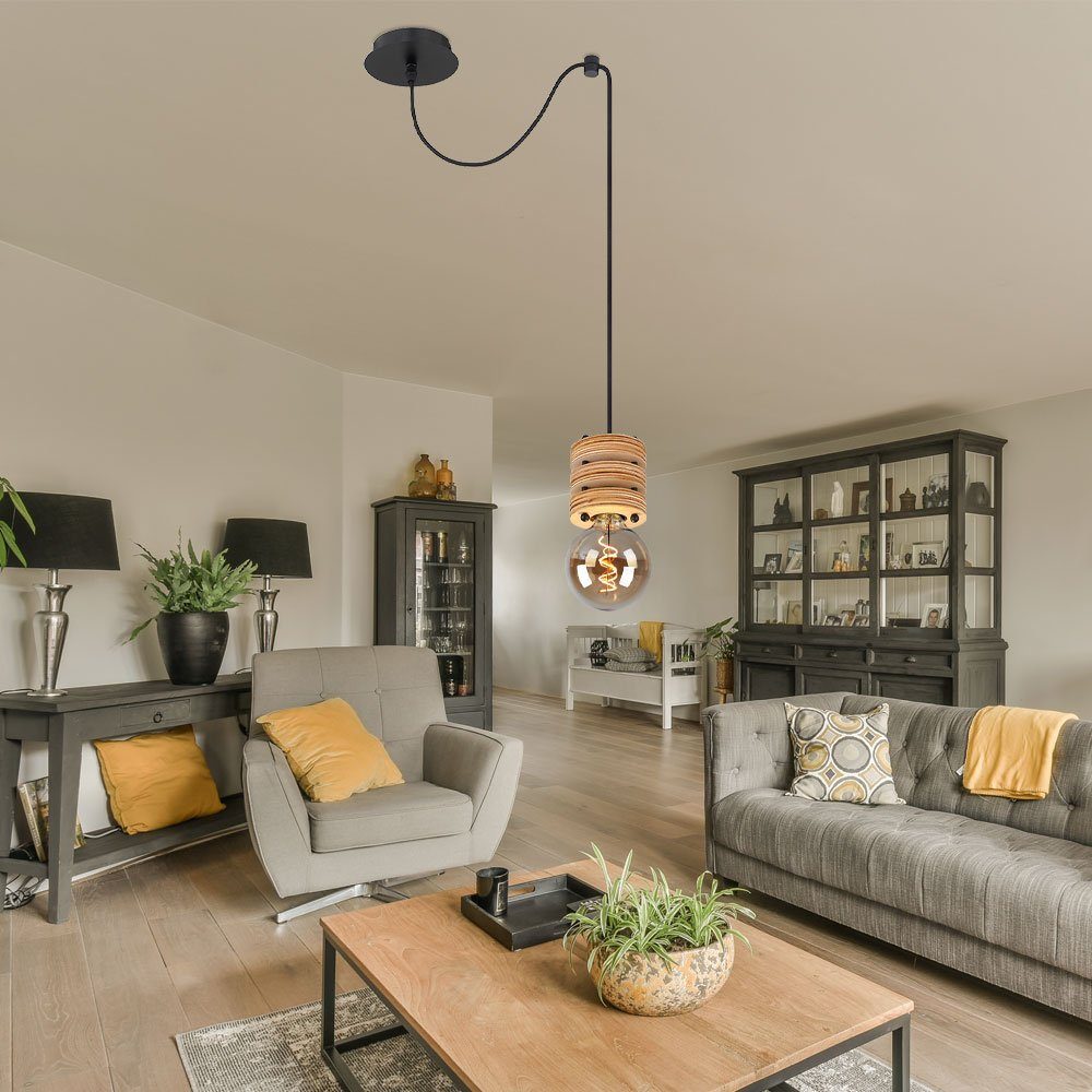 GLOBO LIGHTING Pendelleuchte, Leuchtmittel nicht inklusive, Hängelampe Pendelleuchte Esstischlampe braun höhenverstellbar 2er Set