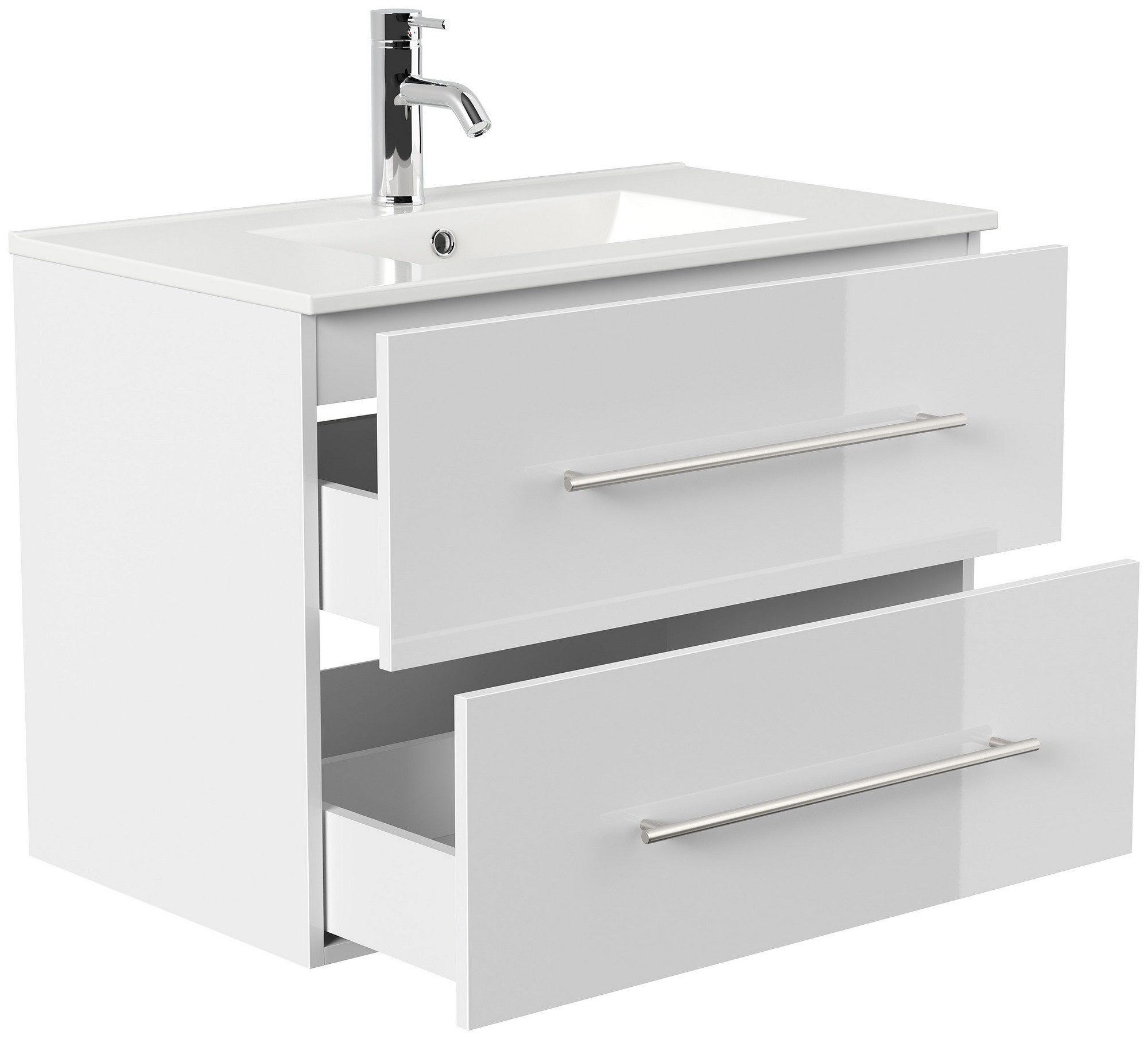 Posseik Badmöbel-Set Badmöbel Waschplatz "Homeline 80" weiß Hochglanz