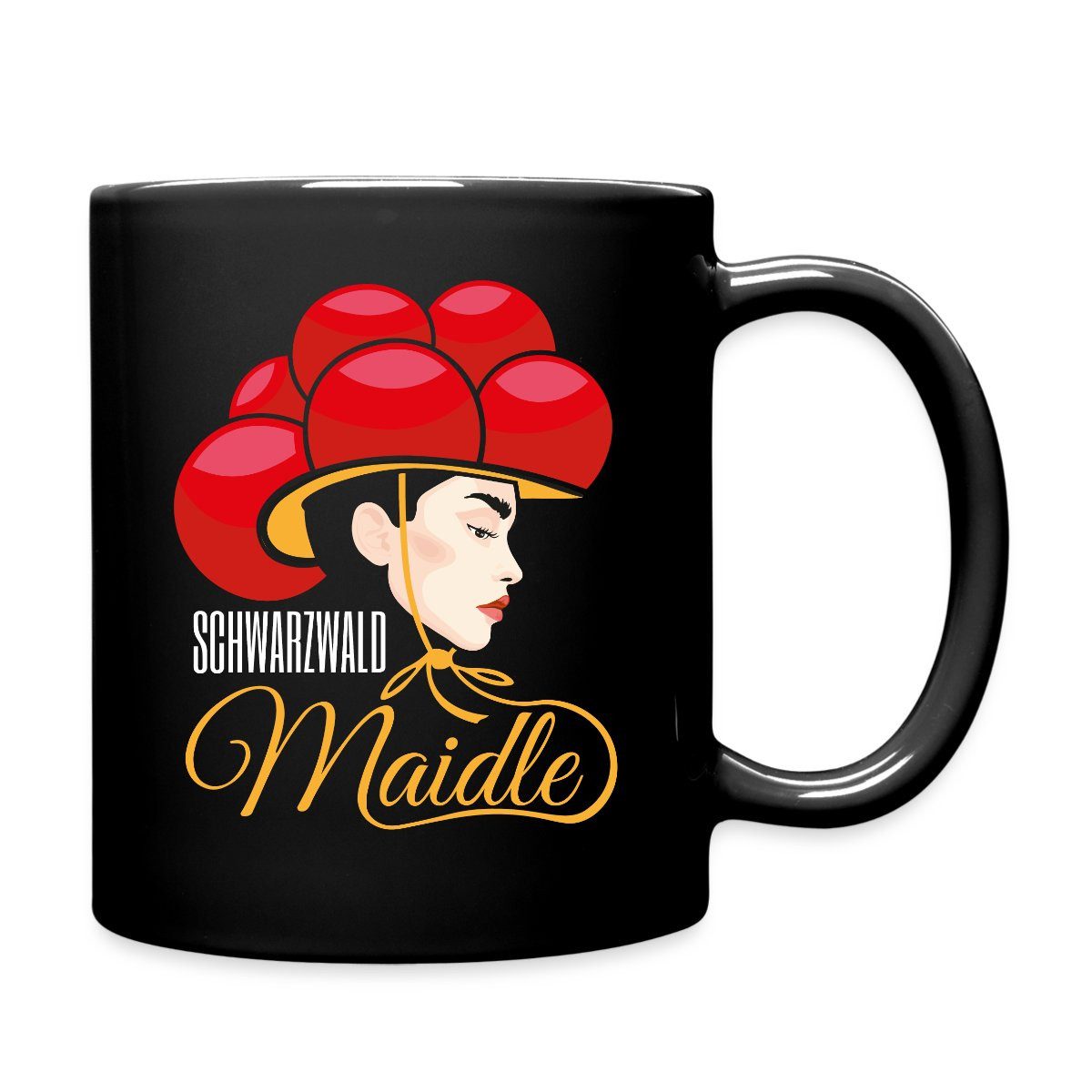 Spreadshirt Tasse Schwarzwald Maidle Bollenhut Ledig Tasse Einfarbig, Keramik