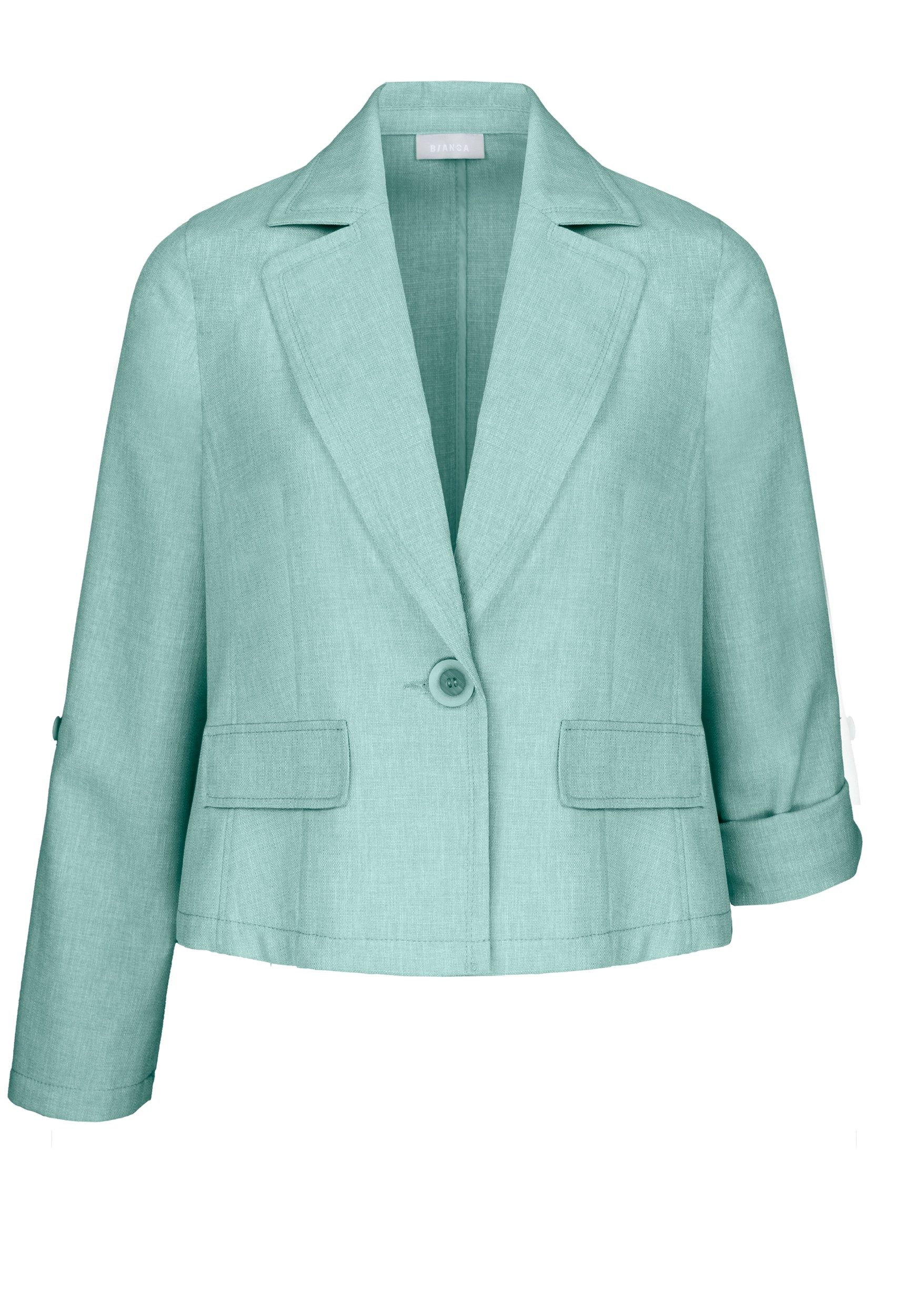 bianca Короткие – Damenblazer in Leinenoptik mit Reverskragen krempelbare Ärmel