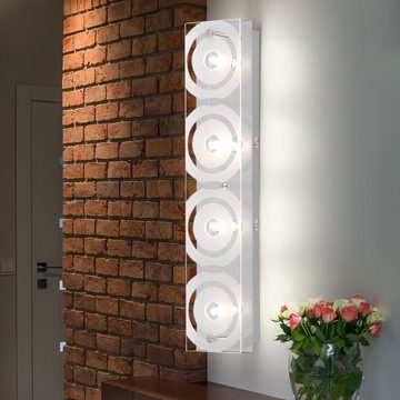 etc-shop LED Wandleuchte, Leuchtmittel nicht inklusive, Design Wand Beleuchtung Glas satiniert 4-flammig Kreis