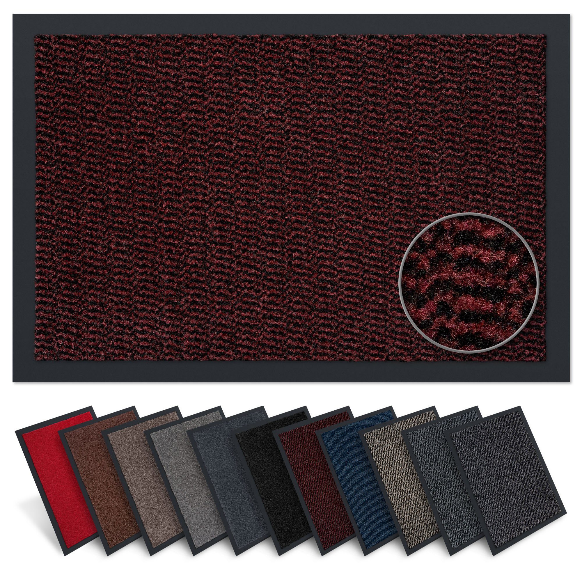 Fußmatte Rio, Carpet Diem, rechteckig, Höhe: 7 mm, Schmutzfangmatte,  geeignet für Innen- und überdachten Außenbereich Rot-schwarz