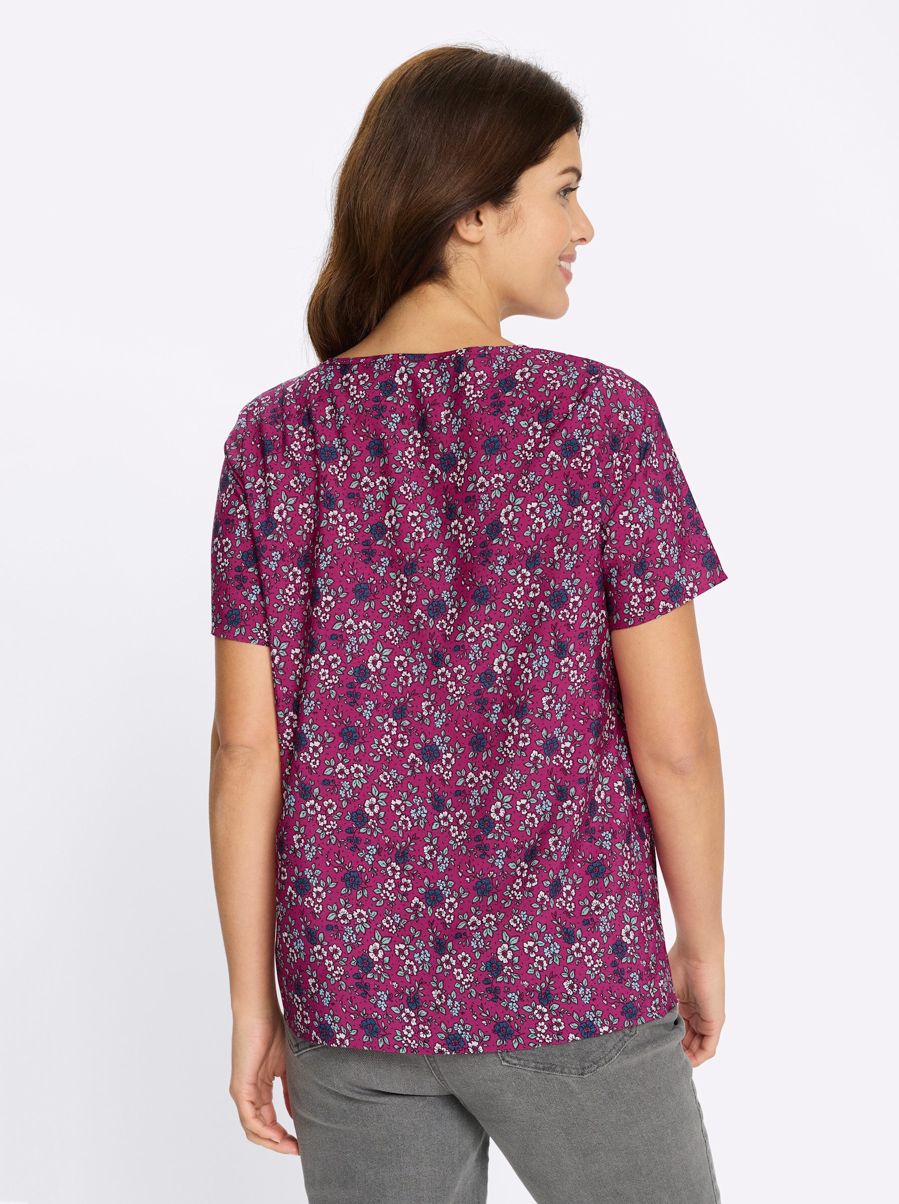 Sieh an! Klassische Bluse Druck-Bluse Kurzarm günstig online kaufen