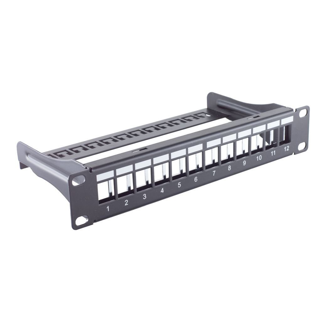 S-Conn 10 Zoll Keystone Leerpanel mit 12 Aufnahmen - 1HE - für 10 Zoll - Netzwerk-Patch-Panel