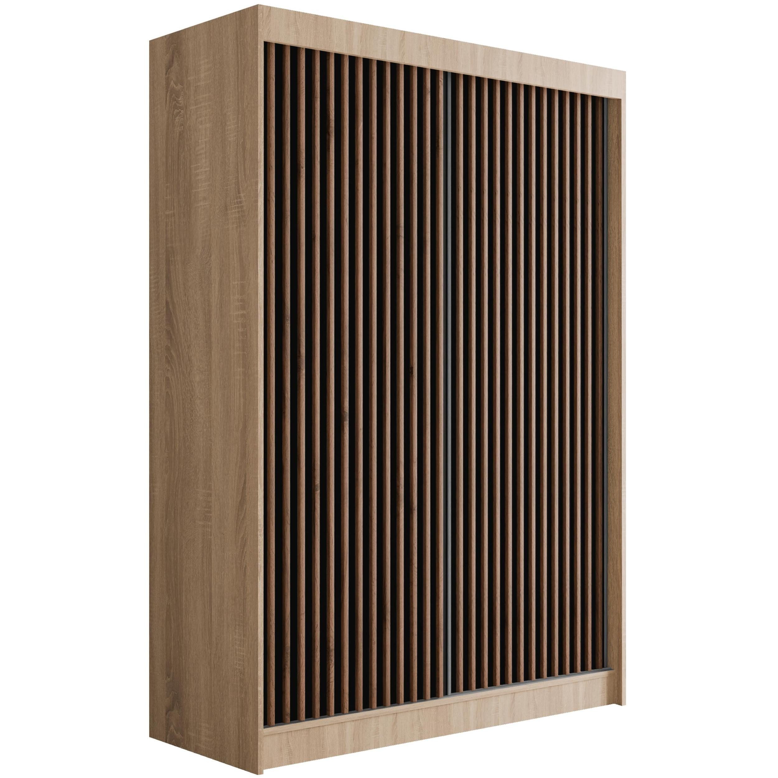ALTDECOR Schiebetürenschrank VILANv2 (Kleiderschrank Garderobenschrank mit viel Stauraum Moderner Schrank) Vielseitiger Schwebetürenschrank Lamellen LED Beleuch – Bild 2 von 5