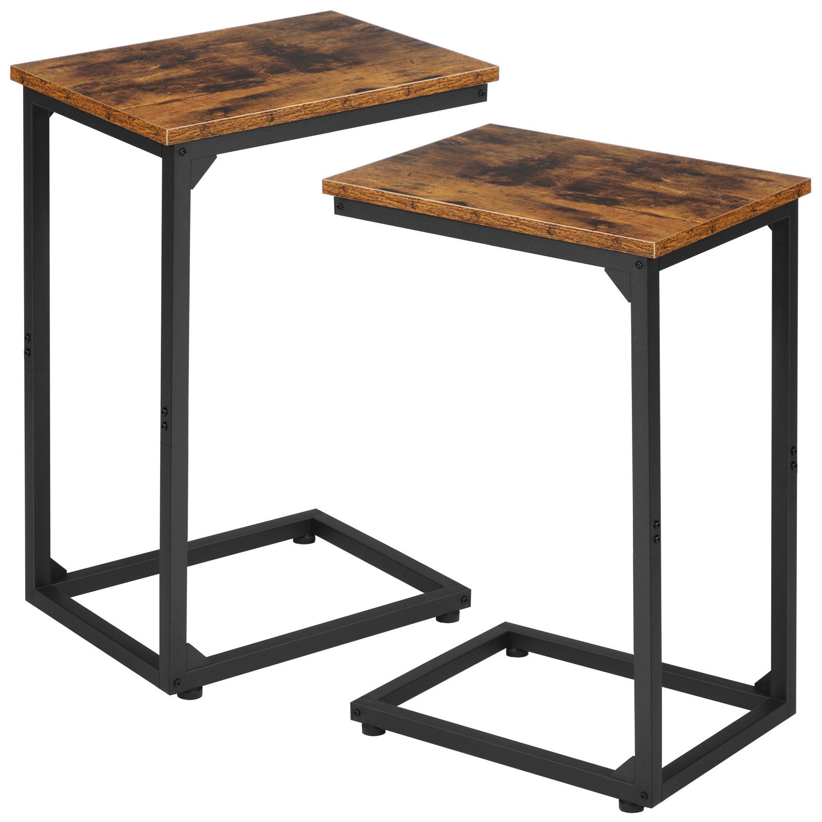 AMHANCIBLE Beistelltisch Laptop-Tisch & Couchtisch 2er Set, für Wohnzimmer & Schlafzimmer (2-St), C-förmig, zum Unterschieben unter Sofa/Bett, mit Metallgestell – Bild 4 von 5