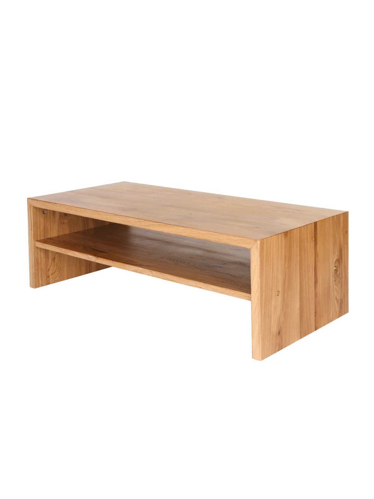 holz4home® Couchtisch Kaffeetisch aus 100% Massivholz Eiche I Beistelltisch aus Echtholz, 100% Massivholz Eiche, Zwei Ablagen