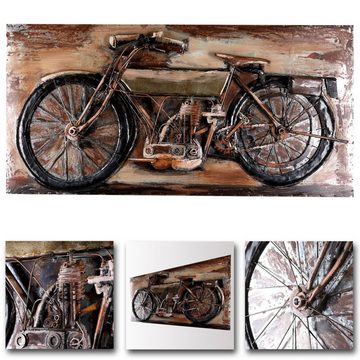 Home4Living Metallbild Wandbild Metallbild 3D 120x60x5cm, Motorcycle Antique, 3D Effekt