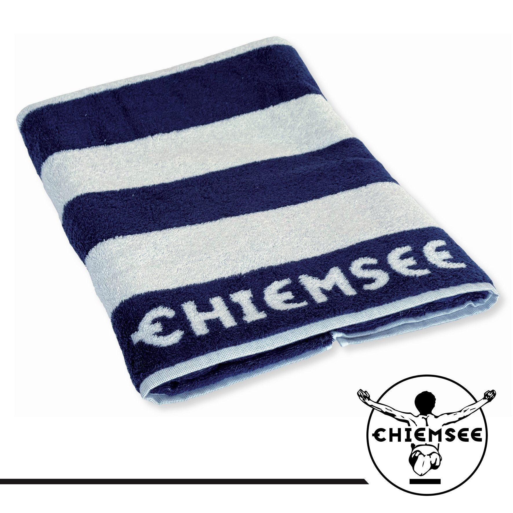 Chiemsee Saunatuch 100% Baumwolle, 80 x 200 cm, Frottier, gestreift, Logo-Schriftzug