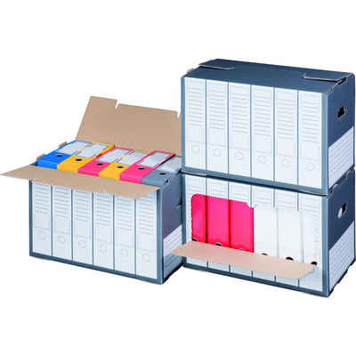 Smartbox Pro Archivcontainer (Spar-Set, 10 St., 10er-Set), Archivkarton mit Klappe 498x295x322mm für 6 Ordner 2-wellig Anthrazit