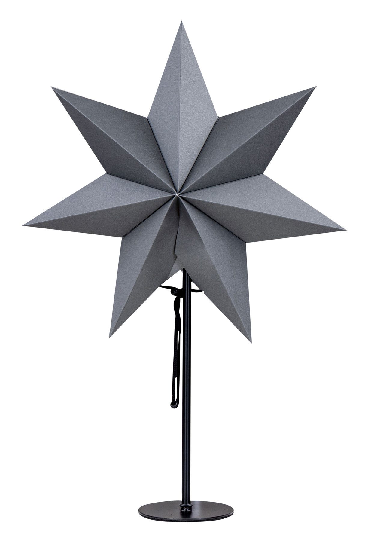 Levandeo® LED Stern, LED Stern Grau H50cm mit Standfuß Weihnachten Leuchtstern Tischdeko