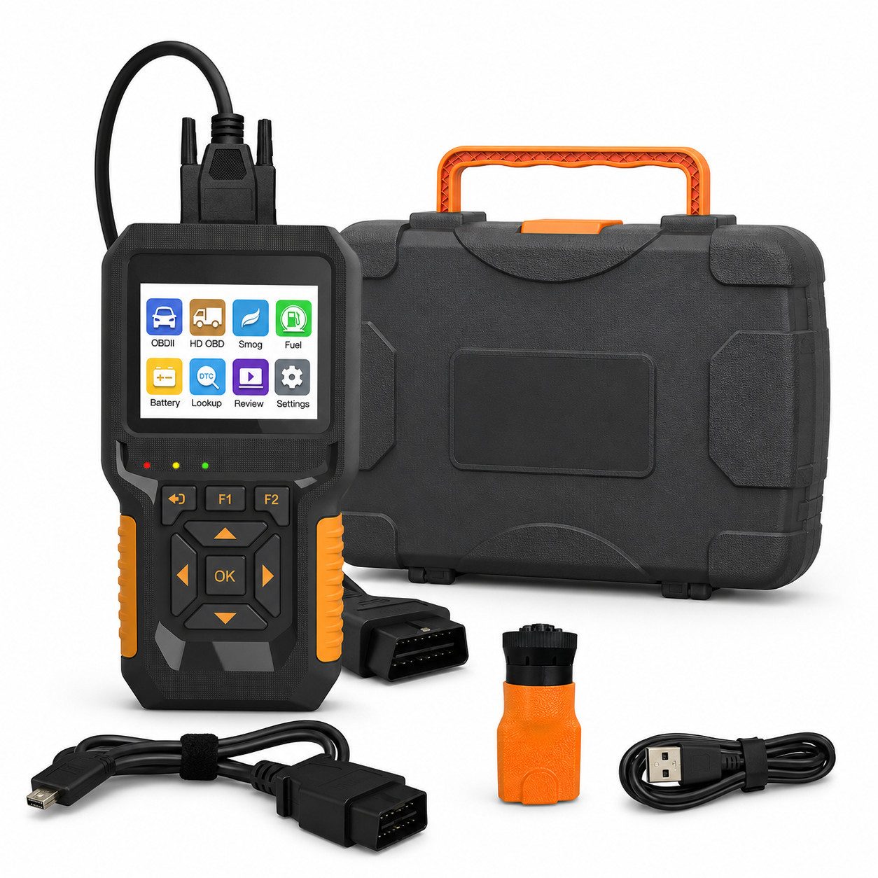 Lisabonde OBD2-Diagnosegerät Kfz Diagnosegerät OBD2 Kfz Fehlerlesegerät 12V 24V, Set, Echtzeit-Datenstrom