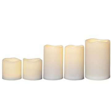 MARELIDA LED-Kerze LED Kerzenset flackernd Timer mit Fernbedienung für Außen creme 5St. (5-tlg)