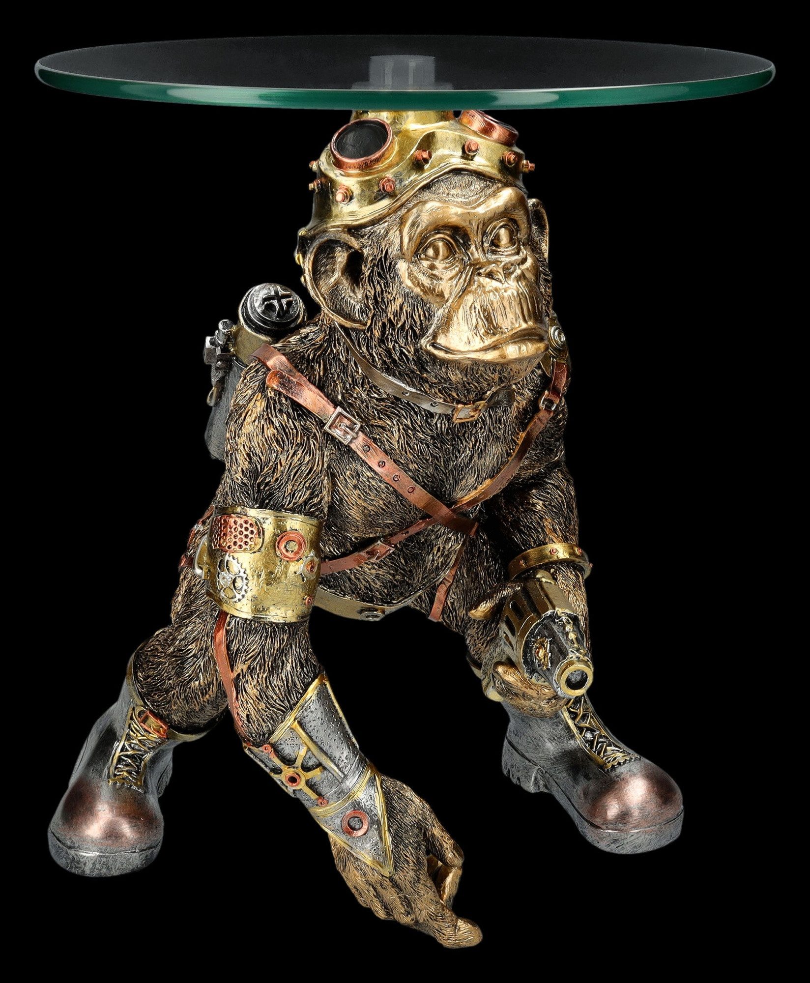 Figuren Shop GmbH Beistelltisch Tisch Affe - Steampunk Schimpanse - Tierfigur Dekofigur Beistelltisch