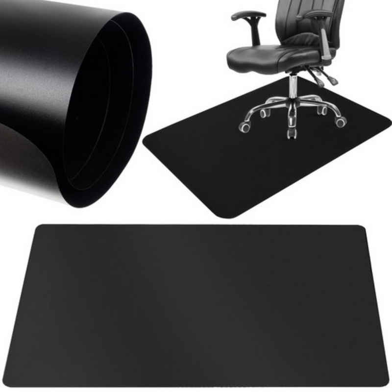 Ruhhy Bodenschutzmatte Schwarze Büro Stuhlschutzmatte - 90x130cm, Stuhlschutzmatte-Set, 90x130cm Bodenschutzmatte, Schwarzes mattes Design für unauffälligen Bodenschutz