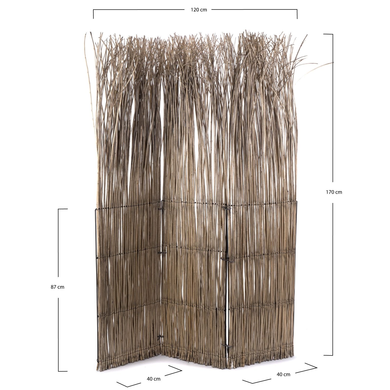 DESIGN DELIGHTS Paravent RAUMTEILER NATURE, grau 160x120cm(LxB) Weide Parav günstig online kaufen