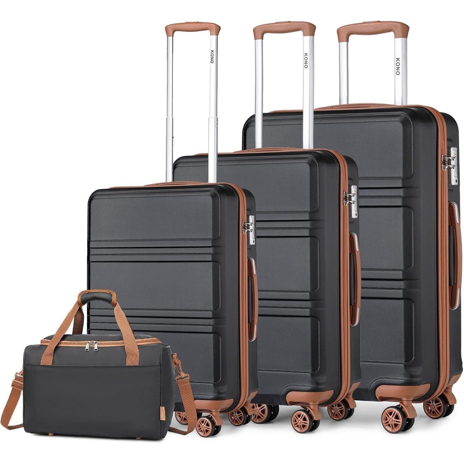 Kofferset Kofferset Hartschalenkoffer TSA Schwarz Braun 4 Teilig Gepäck-Sets