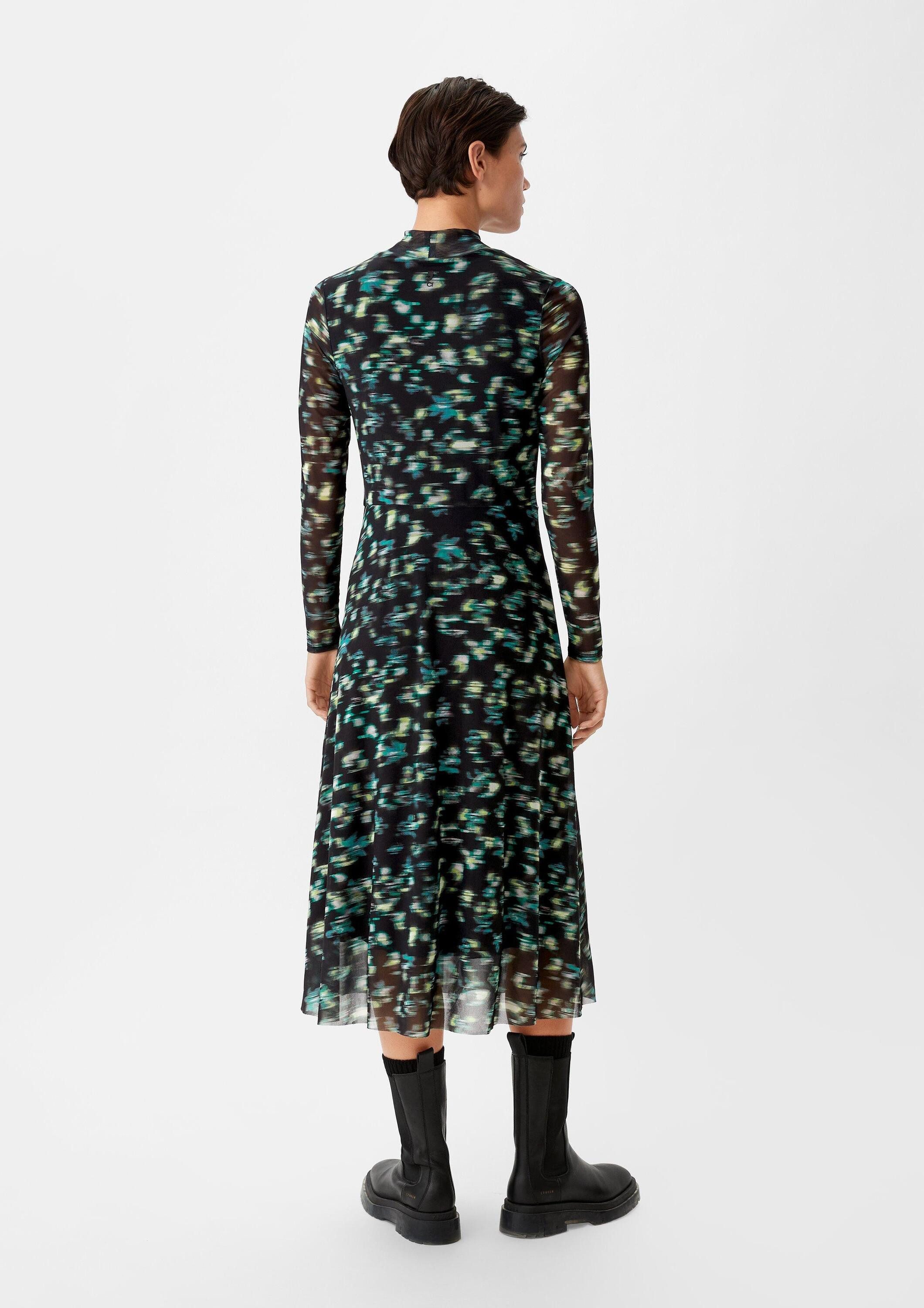 comma Midikleid Kleid Meshkleid mit Stehkragen