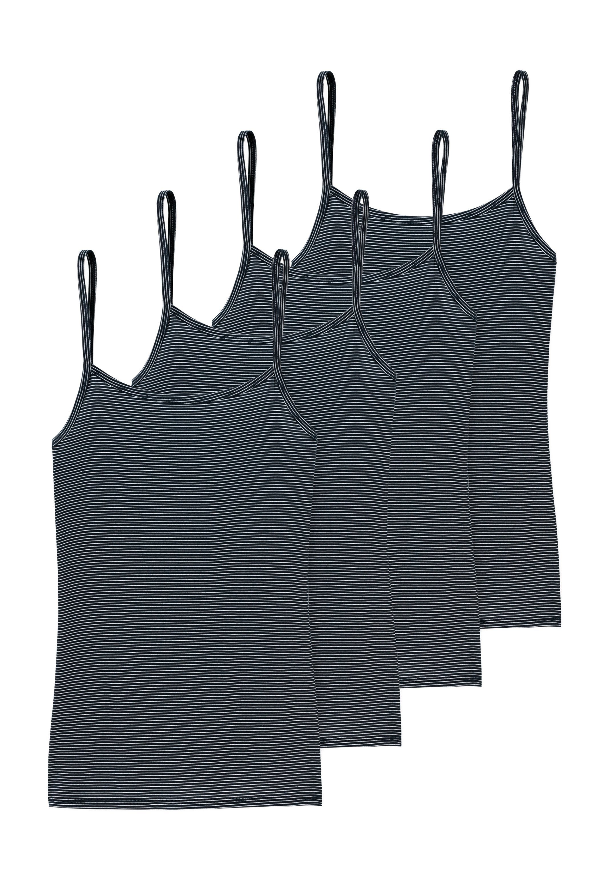 Schiesser Unterhemd Top (Spar-Set, 4-St) Armausschnitt Modal 4er - Spaghetti Pack Nachtblau und Einfass mit feinem Essentials Hals