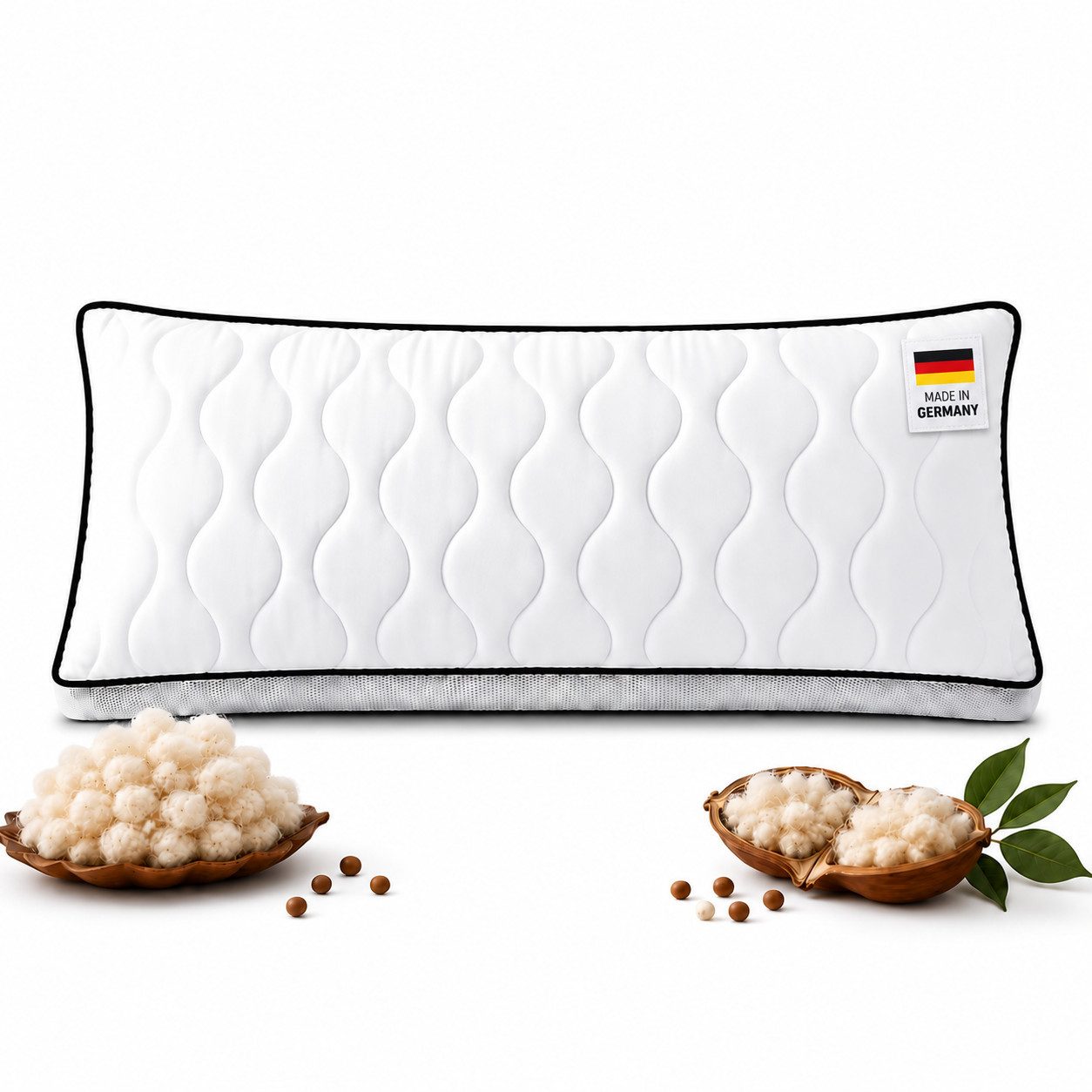 NEXGEN Luxus Kopfkissen Kapok-Kissen mit atmungsaktivem Bezug, Premium Qualität, Premium-Qualität, atmungsaktiv, hergestellt in Deutschland