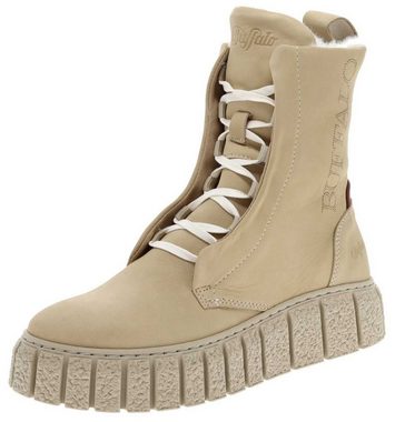 Buffalo RAMPA LACE UP HI Beige Winterstiefel Damen Winterschuhe mit Kunstfell und Memory Foam