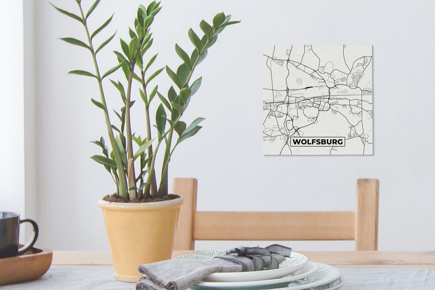 OneMillionCanvasses® Wolfsbridge Bilder - Stadtplan, für Karte Wohnzimmer (1 Leinwand Leinwandbild St), - Schlafzimmer