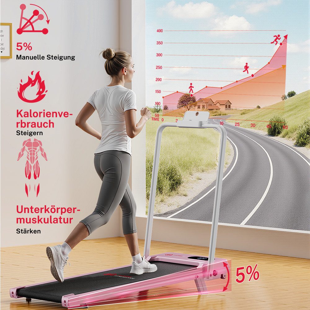 Hamlody Laufband Walking Pad Laufband für Zuhause, Unter Schreibtisch Laufband (1-6 km/h Gehband, Schreibtisch Laufband Leise, 2,5 HP Motor, 120 kg Tragkraft), LED Anzeige für Homeoffice