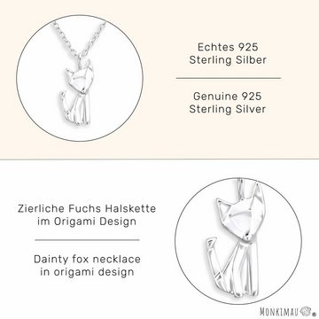 Monkimau Kette mit Anhänger Origami Fuchs Halskette Damen Silber Schmuck (Packung)