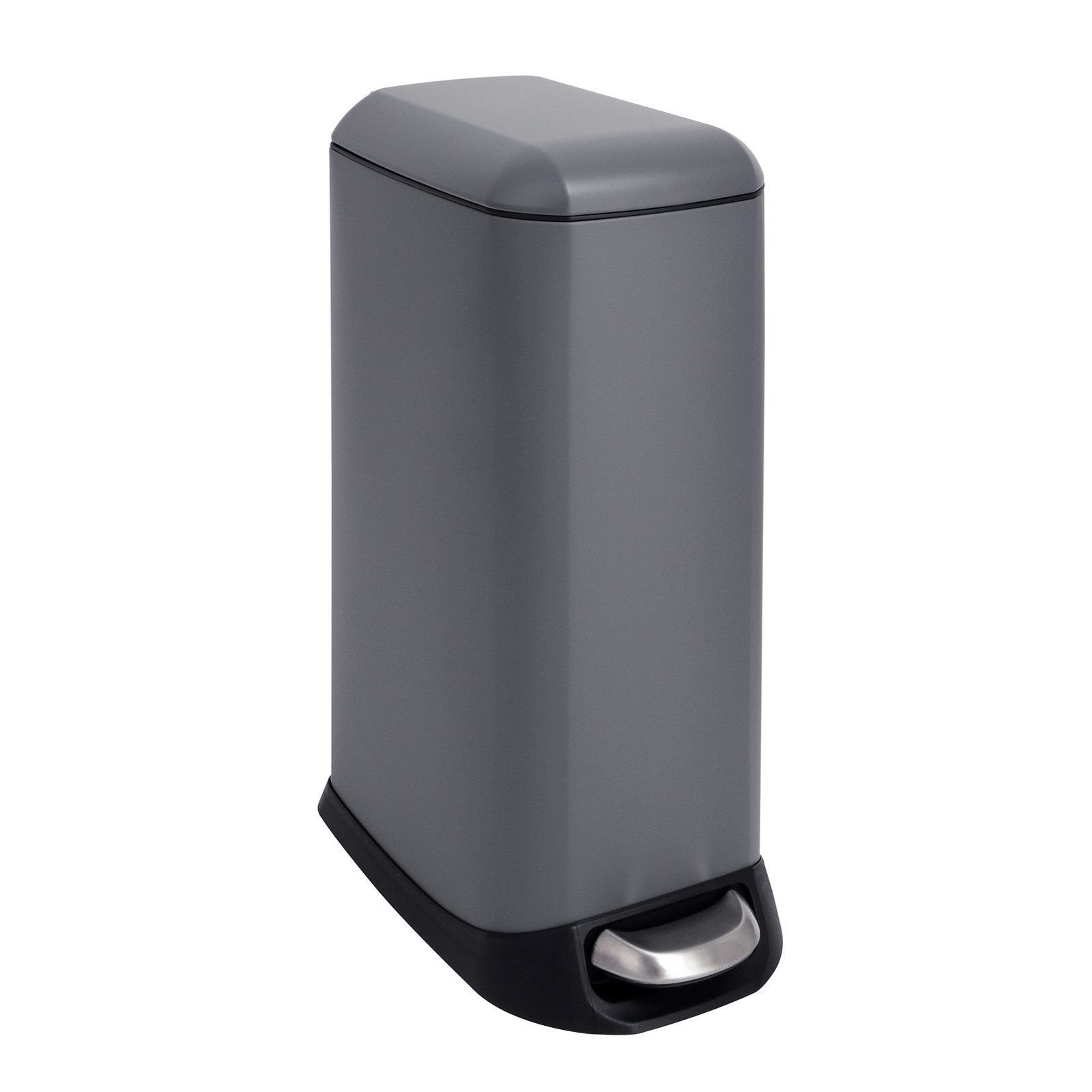 SVITA Mülleimer TS12, Treteimer, 12L, Softclose-Funktion, Stahl pulverbeschichtet, Grau