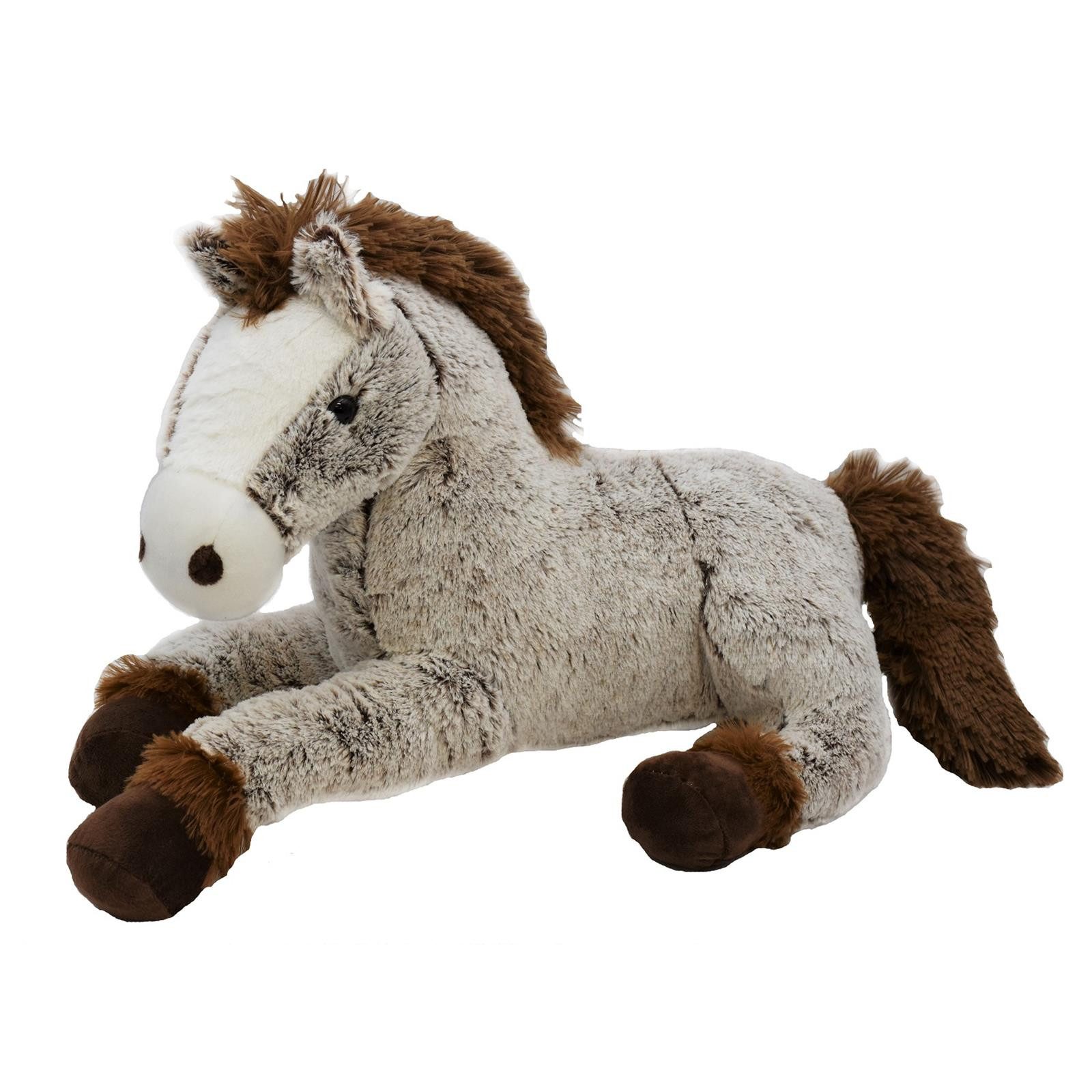 Geschenkestadl Kuscheltier Kuschelweiches Plüschpferd 50 cm – Braun oder Schwarz-Grau Pferd (Plüschtier), Knopfaugen mit treuem Blick