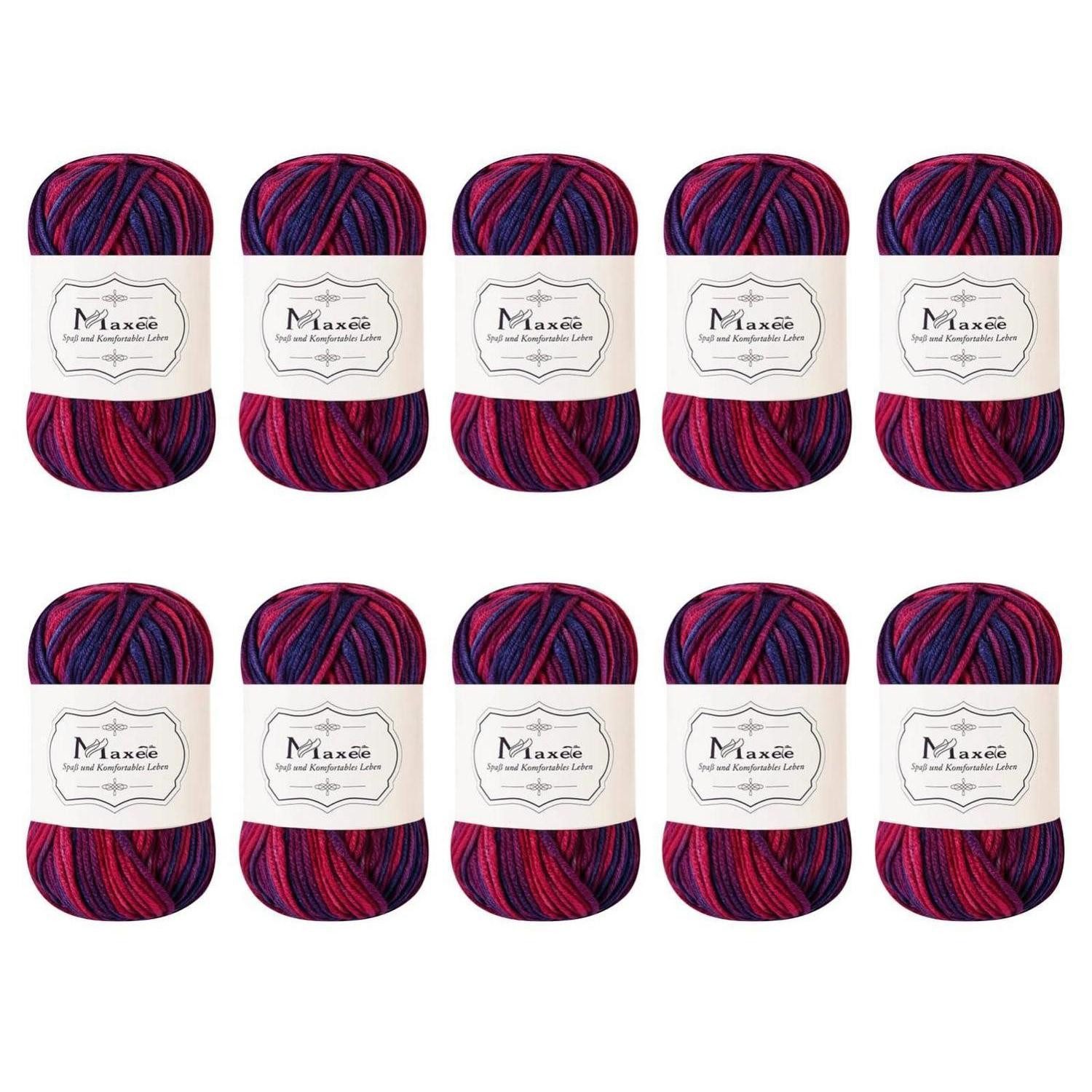 LuxusKollektion Häkelnadeln Häkelgarn Farbverlauf 10x50g Bunt Acryl, 10 St.