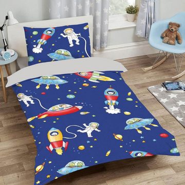 Kinderbettwäsche Weltraumfreunde, ESPiCO, Renforcé, 2 teilig, Astronaut, Ufo, Rakete, Weltall