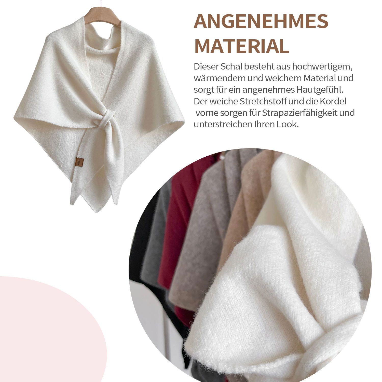 Refttenw Poncho Dreieckstuch Cape, warmer Halsschal,Schultertuch,Bindeschal