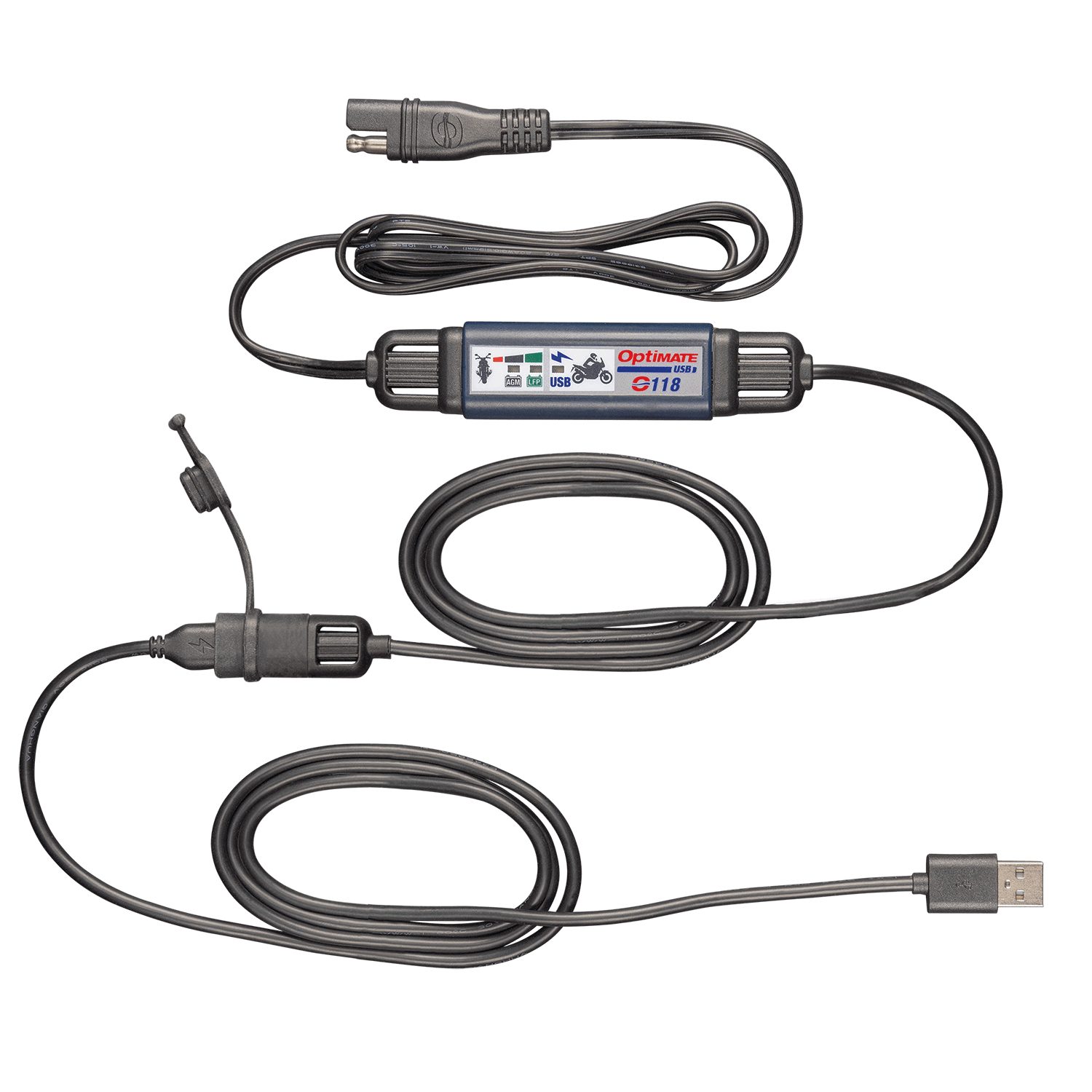 OPTIMATE USB-C Ladekabel mit Batteriemonitor Autoladekabel