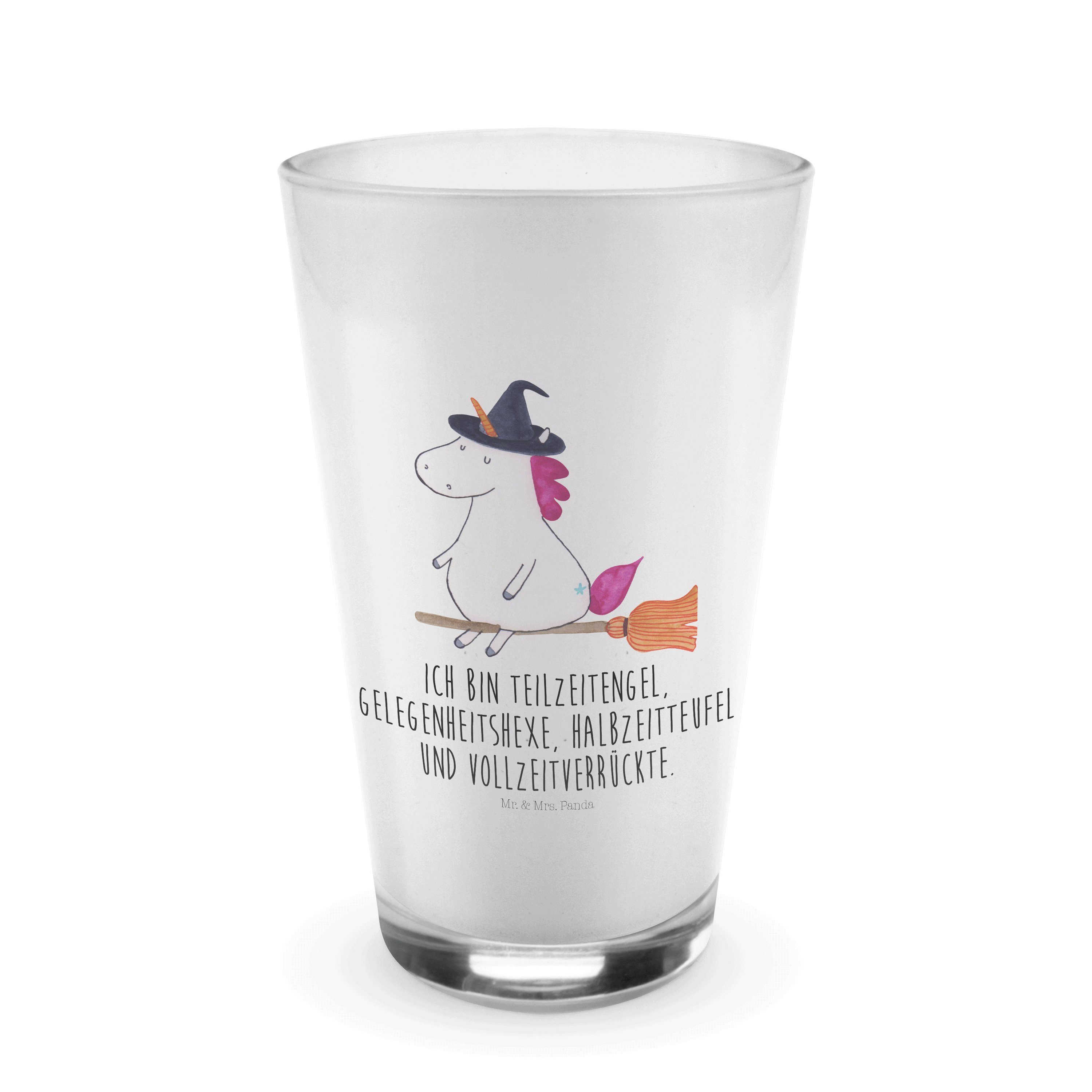 Mr. & Mrs. Panda Glas Einhorn Hexe - Transparent - Geschenk, Cappuccino Glas, Unicorn, Latt, Premium Glas