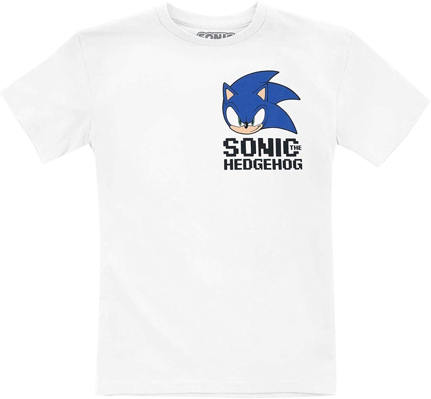 Sonic SEGA T-Shirt Sonic The Hedgehog T-Shirt weiss Kinder 104 116 128 140 Jungen + Mädchen