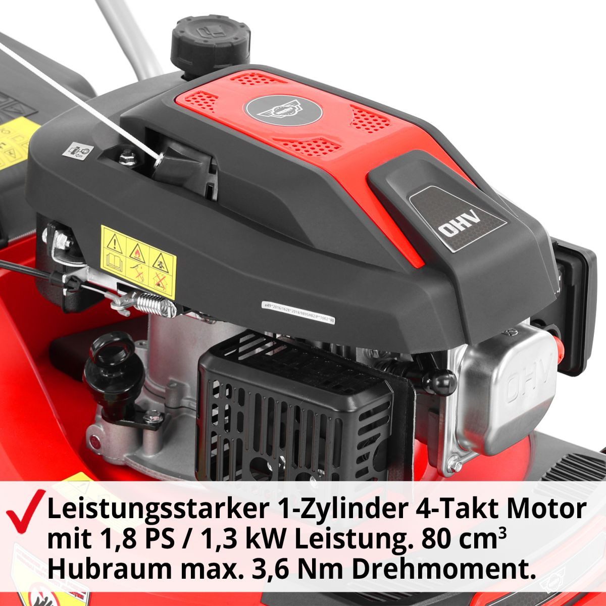 Hecht Benzinrasenmäher 5408 mit 45 l Fangkorb & 4-Takt OHV-Motor bis 700 m², 40 cm Schnittbreite, kompakt & leicht, ideal für kleine Gärten