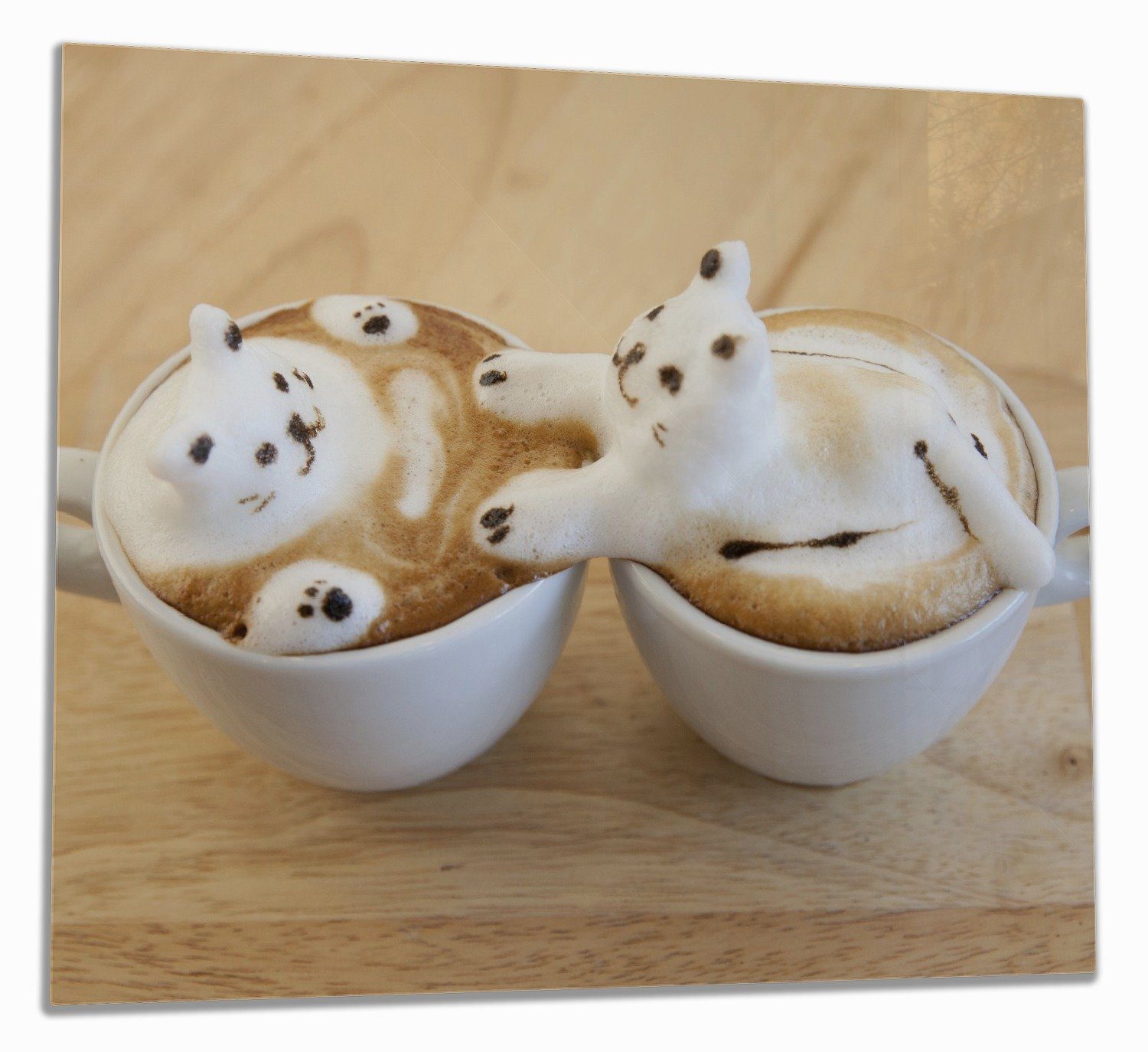 Wallario Herd-Abdeckplatte Süße Milchschaum Katzen auf Kaffee, ESG-Sicherheitsglas, (Glasplatte, 1 tlg., inkl. 5mm Noppen), verschiedene Größen