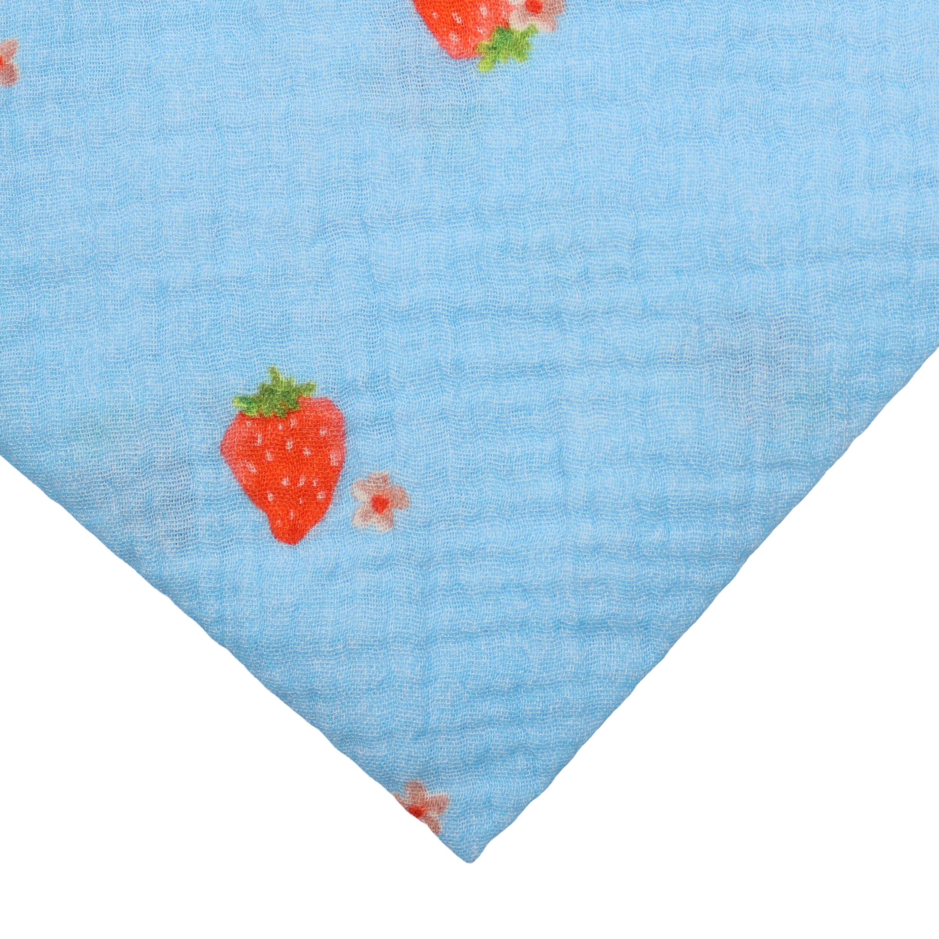 MIRROSI Dreieckstuch Aus Musellin Dreiecksschal ca.185x80 cm, Made in Italy, Erdbeeren, (Leicht, ideal für das ganze Jahr, 100% Baumwolle), in tollen Farben (Erdbeeren Print)