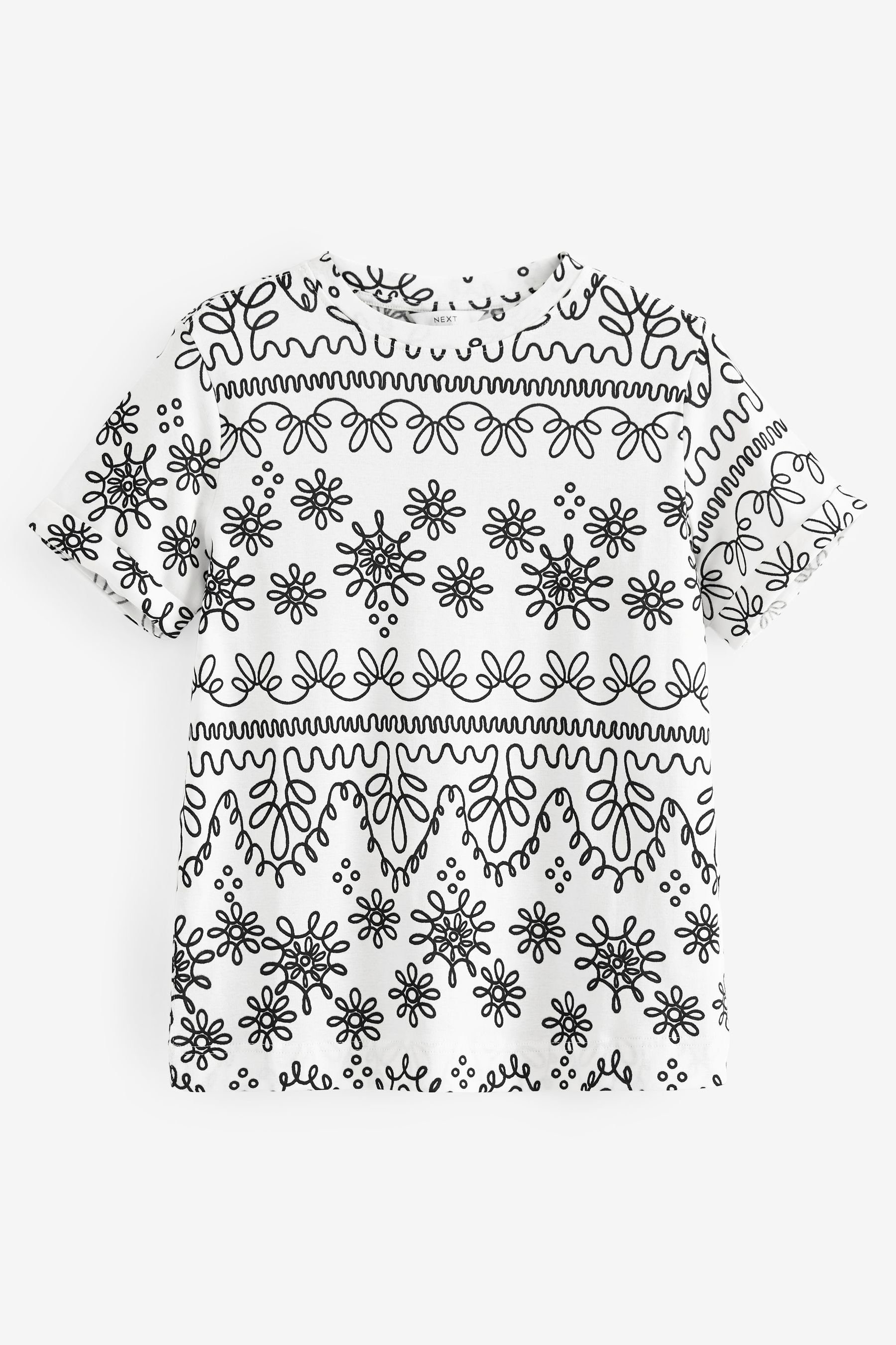 Next T-Shirt Kurzärmliges T-Shirt mit Rundhalsausschnitt (1-tlg) Monochrome Print