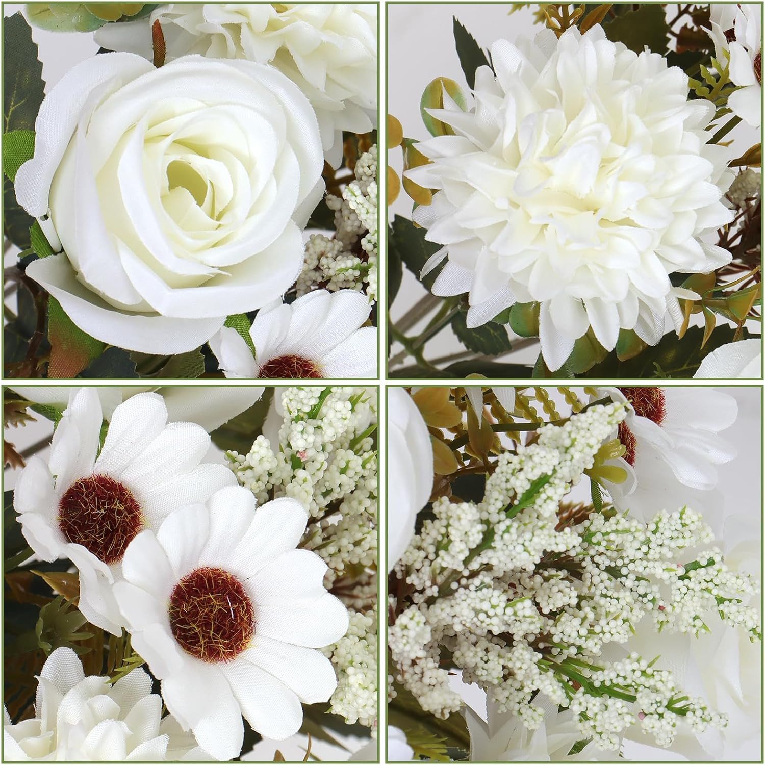 Kunstblumenstrauß Künstliche Blumen 2/4 Bündel künstliche Rosen Gänseblümchen, Agger, Perfekt für Hochzeit, Party oder Heimdekoration in Rosa – Bild 5 von 5