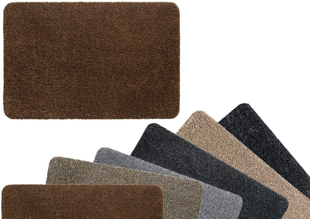 matches21 HOME & HOBBY Fußmatte Schmutzfangmatte für innen schwarz meliert in 40x60 cm, rechteckig, Höhe: 6 mm, Saugstarke Sauberlaufmatte als waschbarer Türmatte Fussabtreter