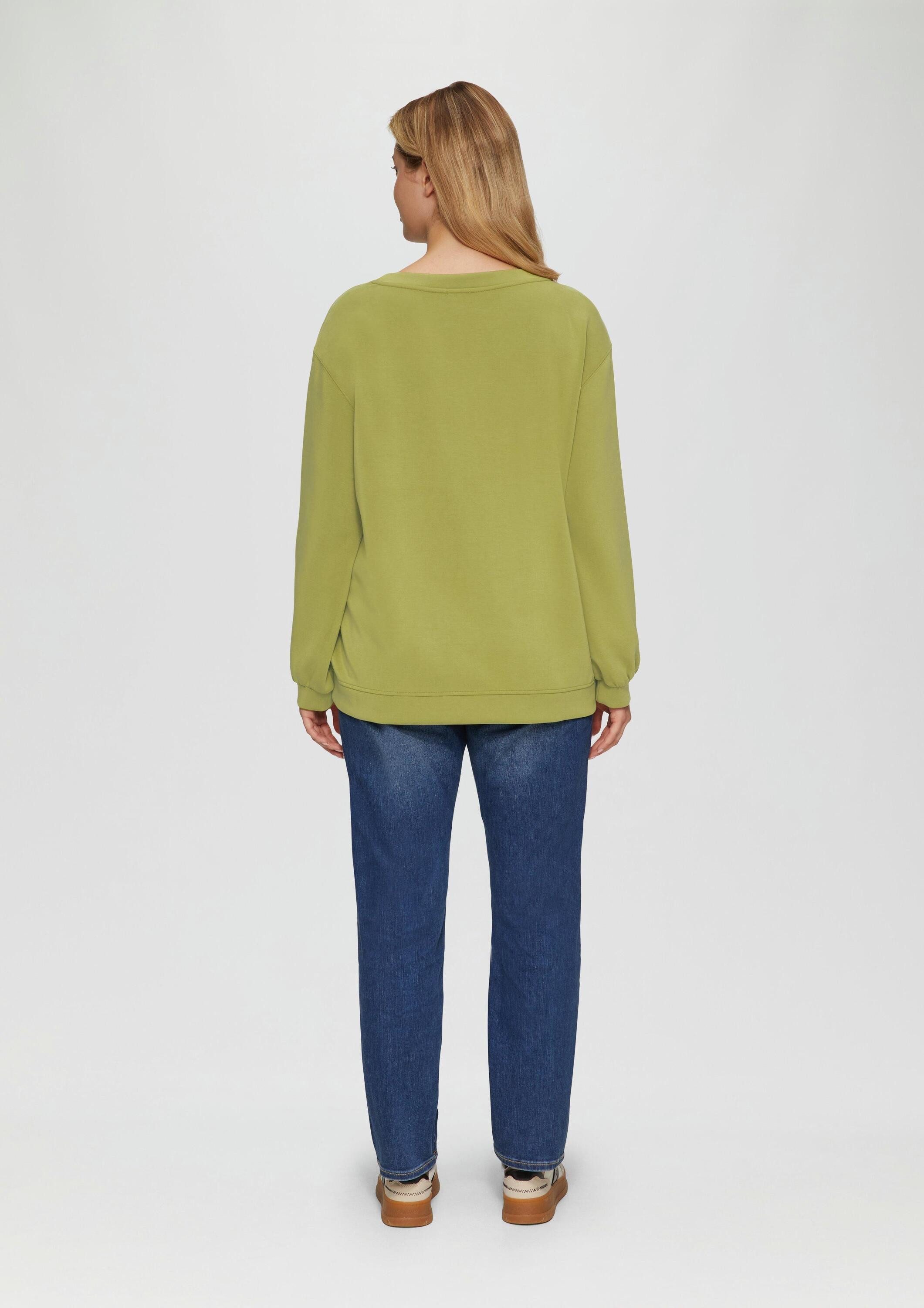 s.Oliver Sweatshirt Sweatshirt Scuba-Sweatshirt mit V-Ausschnitt