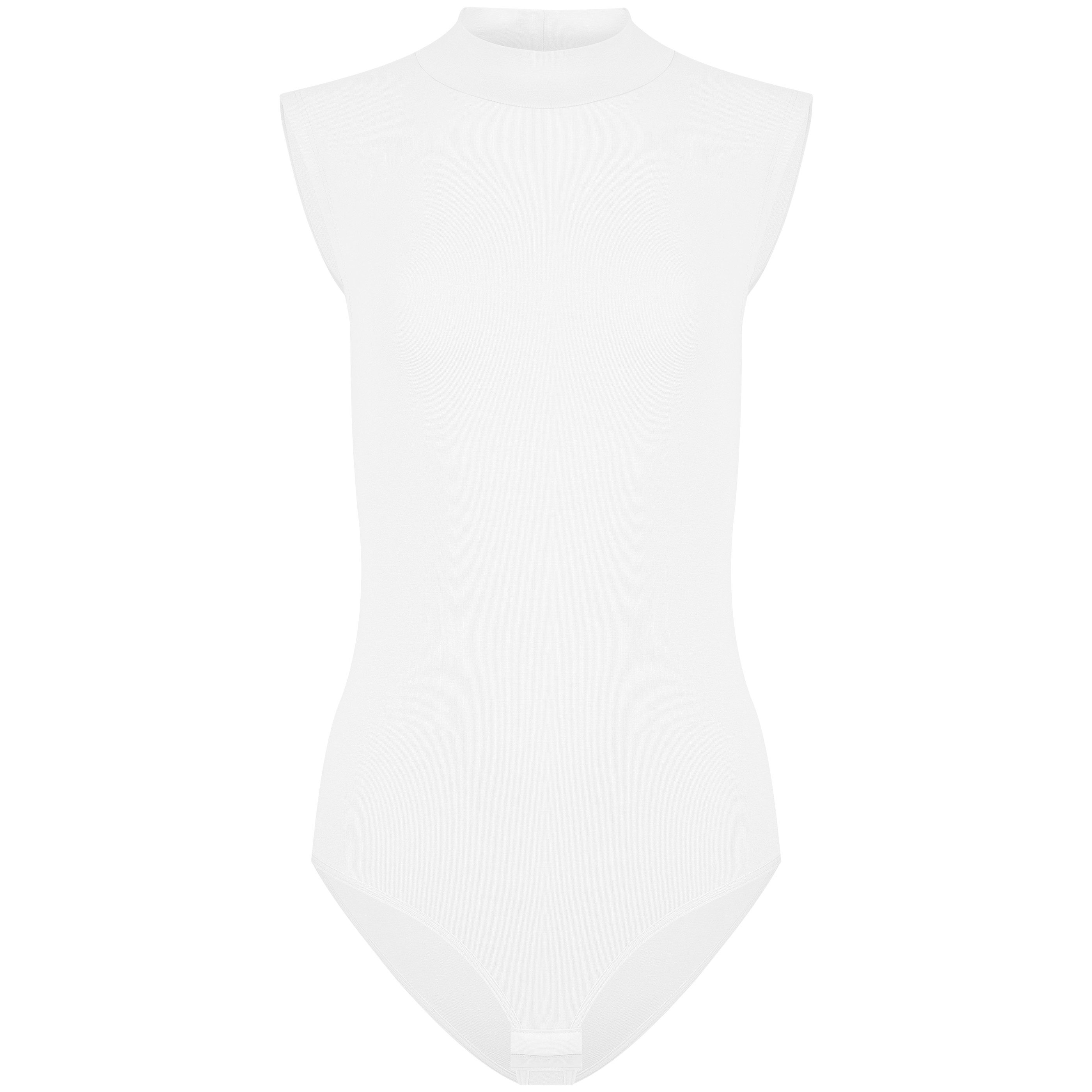 Evoni Body Damen Bodysuit ärmellos Baumwolle Halbkragen