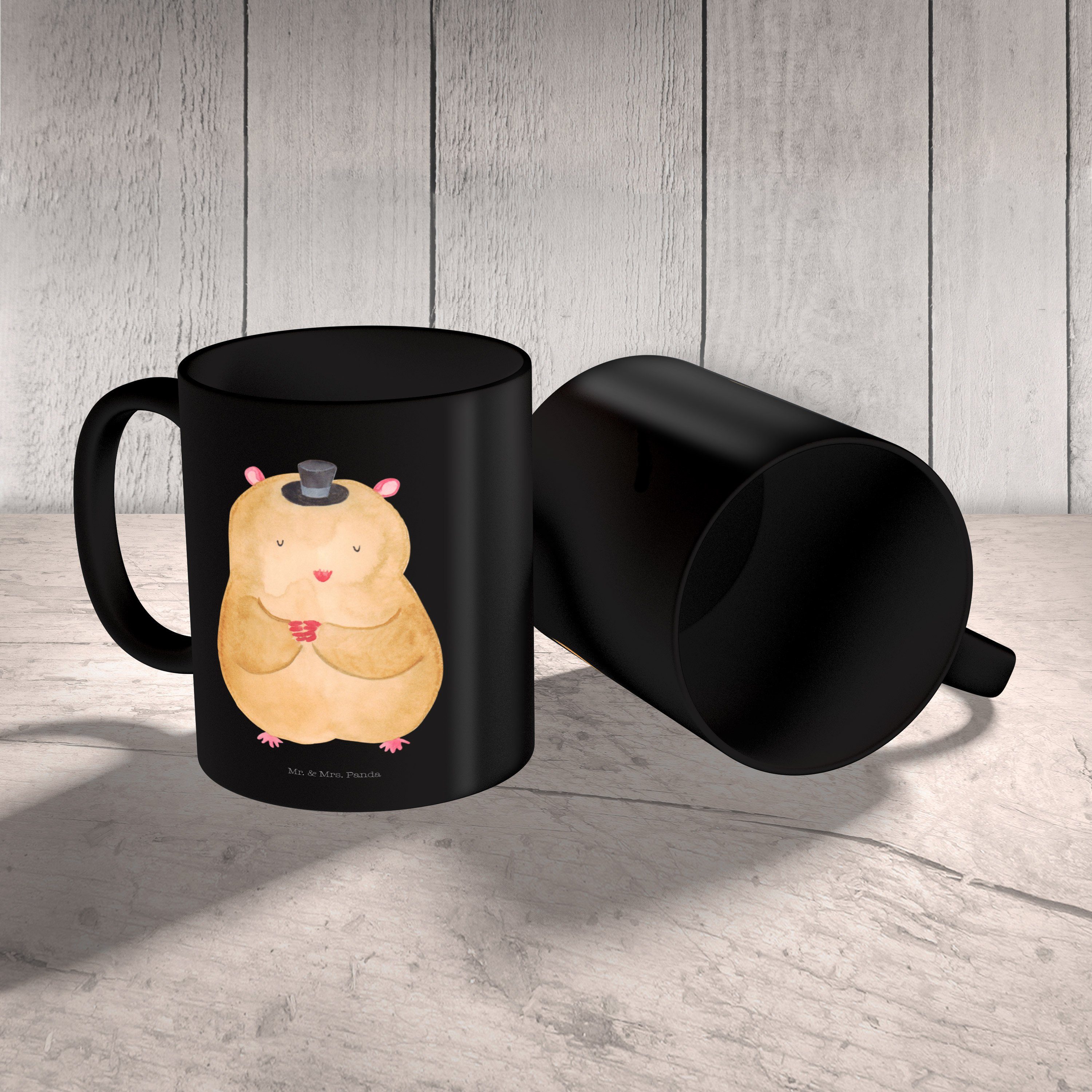 Panda Keramik - Schwarz Mr. Schwarz Houdini, - & Hamster Zw, Mrs. Tasse, Büro Geschenk, mit Magier, Hut Tasse