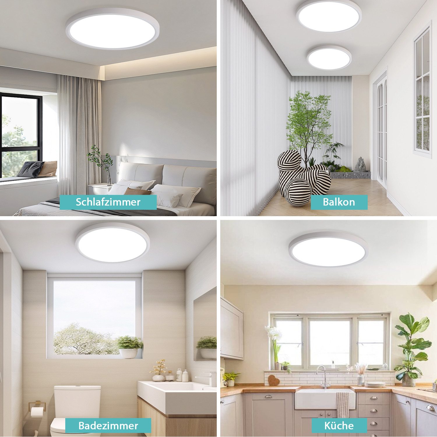 JDONG LED Deckenleuchte Flach Rund Weiß 23cm/30cm/37cm/40cm/50cm Deckenlamp, led, Warmweiß 3000K/ Naturweiß 4000K Modern Schlicht Lampe Dünn, für Wohnzimmer Schlafzimmer Küche Balkon Keller Büro