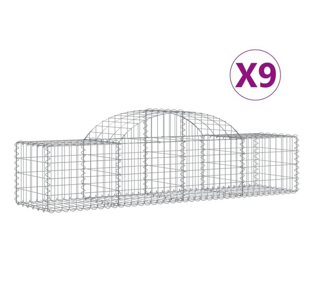 Thumbnail - vidaXL Blumentopf Gabionen mit Hochbogen 9 Stk. 200x50x40/60 cm Verzinktes Eisen (9 St)