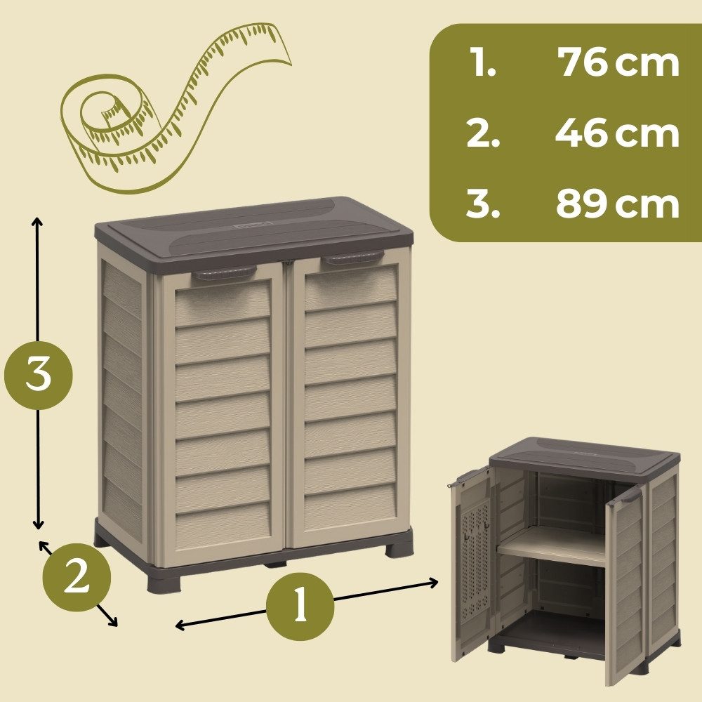 GarPet Garten-Geräteschrank Gartenschrank Wetterfest Outdoor Kunststoff Schrank Balkonschrank