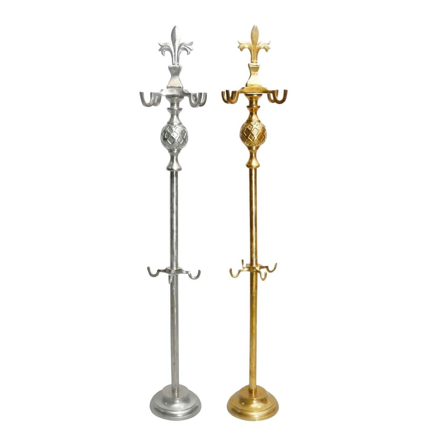 baario Kleiderständer Kleiderständer VINTAGE silber Metall, Garderobenständer Aluminium Barock