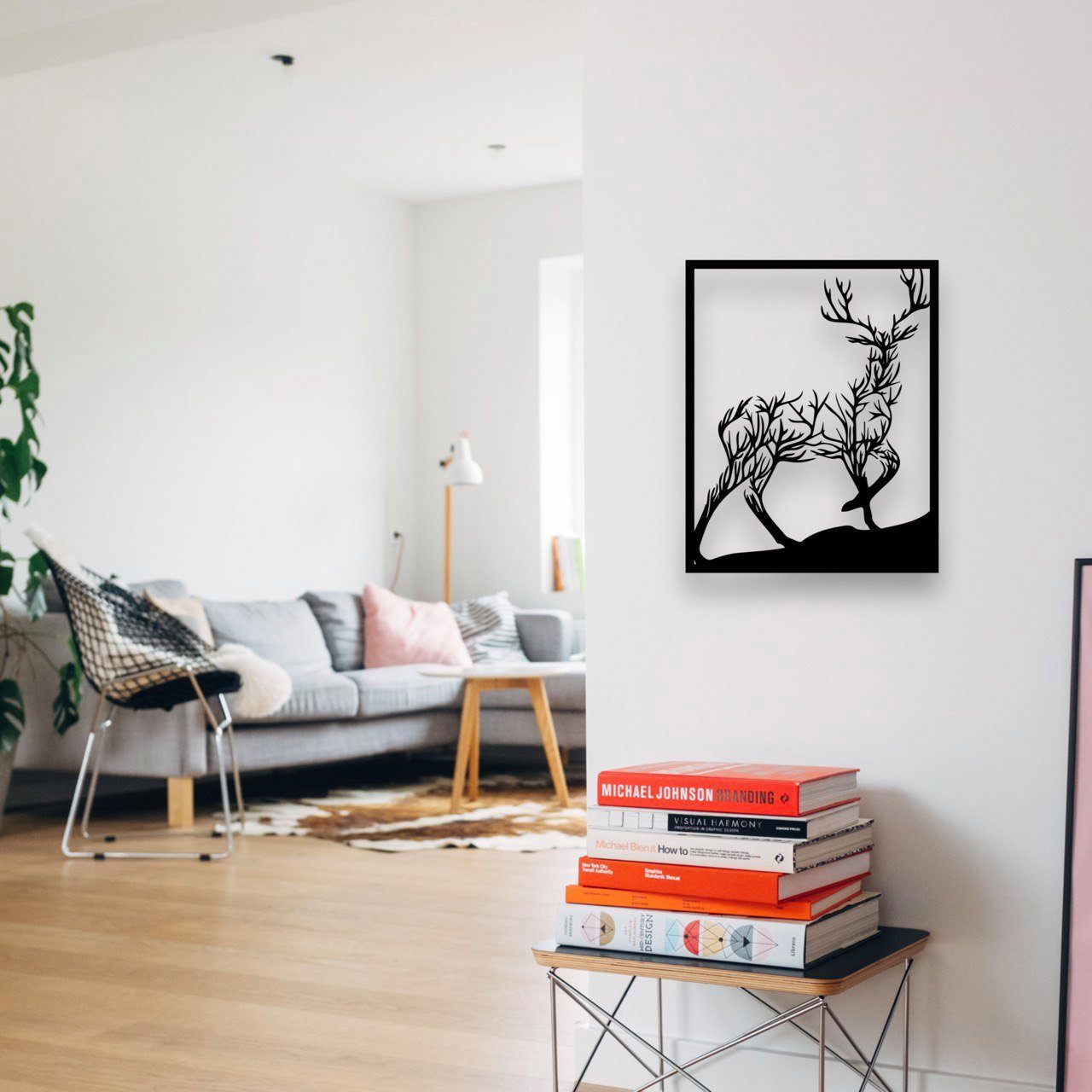 WoodFriends Wandbild aus Holz abstrakter Hirsch günstig online kaufen